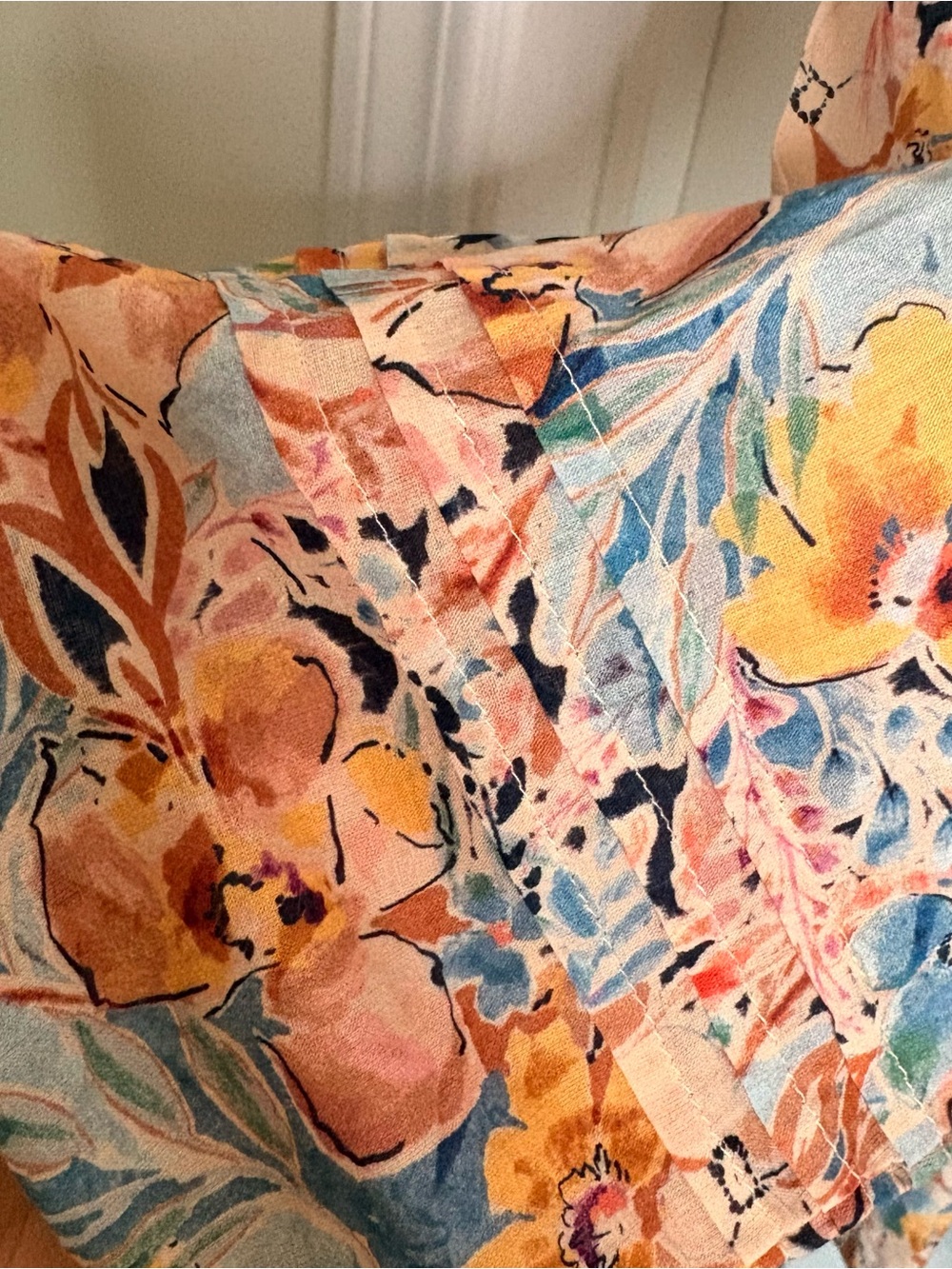 J. Jill Floral All Cotton Peasant Blouse. Great for early Fall. Size M Tall - Picture 3 of 9